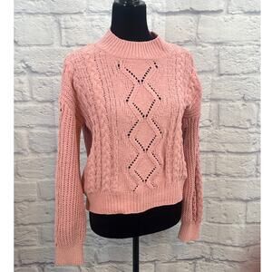 NWT No Boundaries Mock Neck Cable Knit Dusty Rose Small